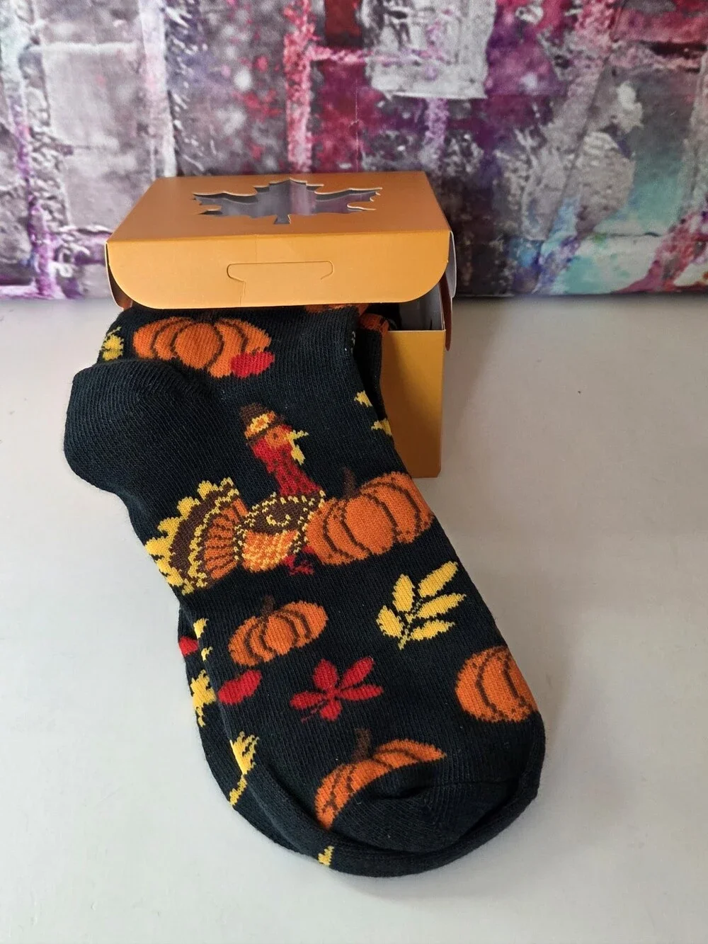 Fall Pumpkin Crew Socks NIB
